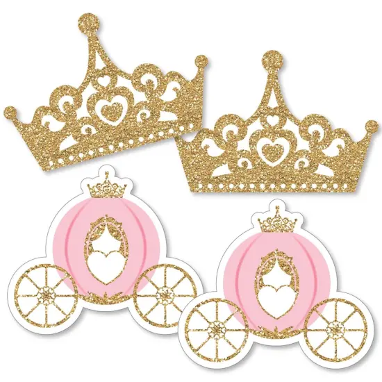 Big Dot of Happiness Little Princess Crown - Tiara & Carriage Decorations DIY Pink and Gold Baby Shower or Birthday Party Essentials - Set of 20 {3}