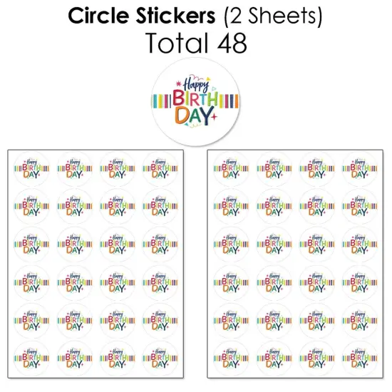 Big Dot of Happiness Cheerful Happy Birthday - Colorful Birthday Party Candy Favor Sticker Kit - 304 Pieces {7}