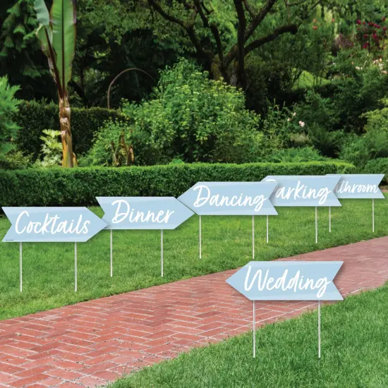 Big Dot of Happiness Dusty Blue Elegantly Simple - Arrow Wedding and Receptions Direction Signs - Double Sided Outdoor Yard Signs - Set of 6 {3}