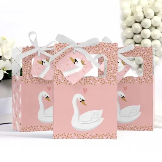 Big Dot of Happiness Swan Soiree - White Swan Baby Shower or Birthday Party Favor Boxes - Set of 12 {4}