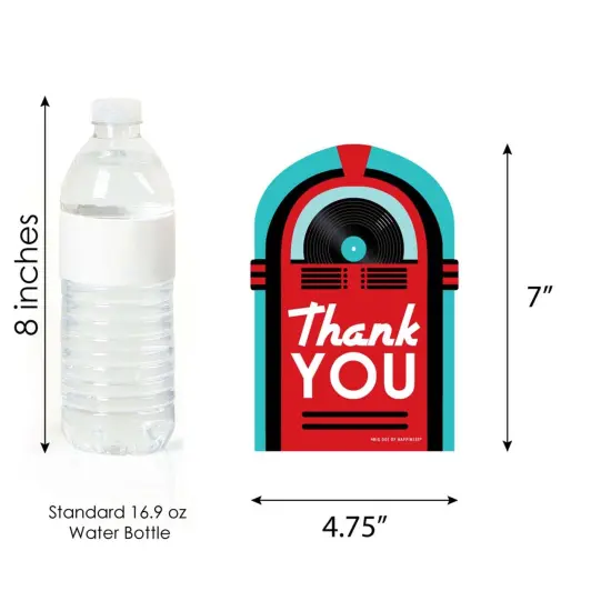 Big Dot of Happiness 50's Sock Hop - Shaped Thank You Cards - 1950s Rock N Roll Party Thank You Note Cards with Envelopes - Set of 12 {7}