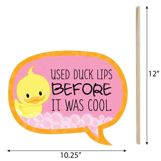 Big Dot of Happiness Funny Pink Ducky Duck - Baby Shower or Birthday Party Photo Booth Props Kit - 10 Piece {6}