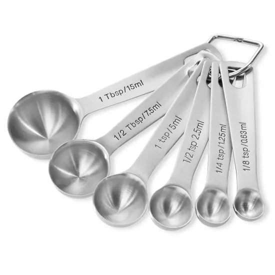 Last Confection Stainless Steel Measuring Spoons, Set of 6 for Dry Spices and Liquid Cooking & Baking Ingredients {2}