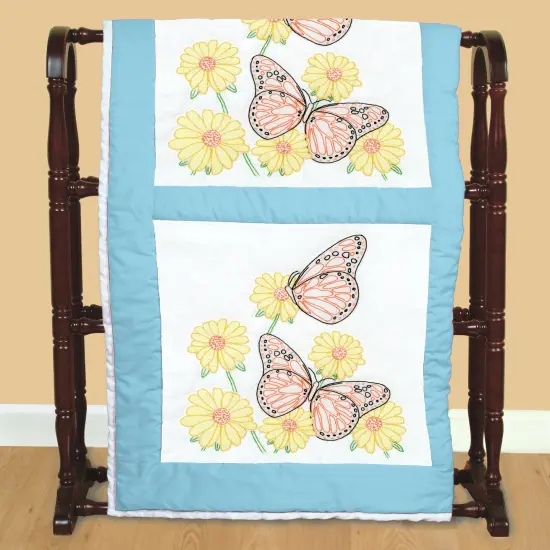 Jack Dempsey Stamped White Quilt Blocks 18"X18" 6/Pkg-Butterflies {3}