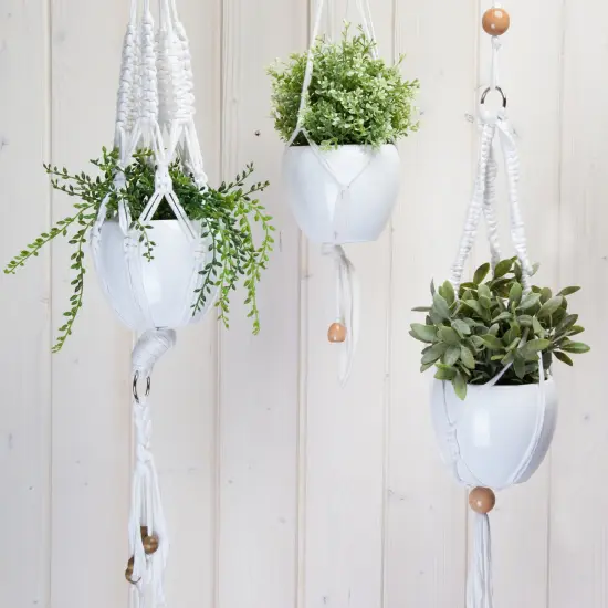 Multipack of 2 - Hoooked Macrame Hanging Basket Kit W/Zpagetti Yarn-White {4}