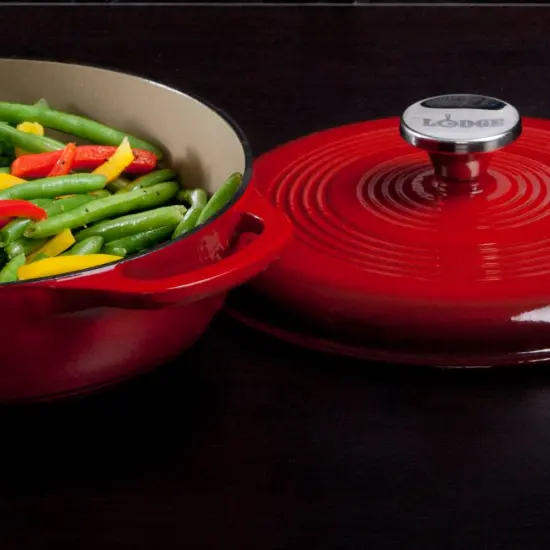 Lodge Porcelain Enameled Cast Iron Dutch Oven Non-Stick 3 Quart Red {5}