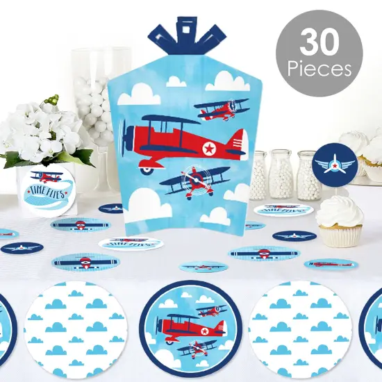 Big Dot of Happiness Taking Flight - Airplane - Vintage Plane Baby Shower or Birthday Party Decor and Confetti - Terrific Table Centerpiece Kit 30 Ct {3}