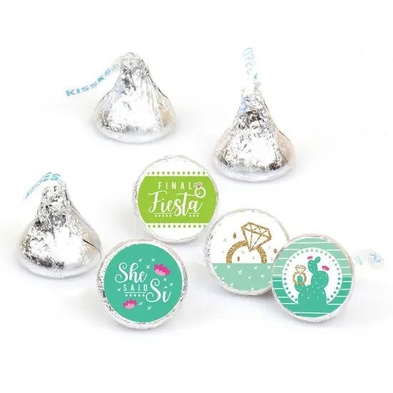 Big Dot of Happiness Final Fiesta - Last Fiesta Bachelorette Party Round Candy Sticker Favors - Labels Fits Chocolate Candy (1 sheet of 108) {1}