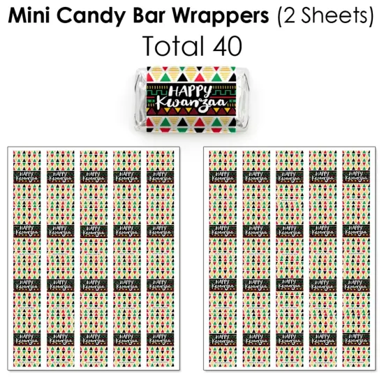 Big Dot of Happiness Happy Kwanzaa - Mini Candy Bar Wrappers, Round Candy Stickers and Circle Stickers - Candy Favor Sticker Kit - 304 Pieces {4}