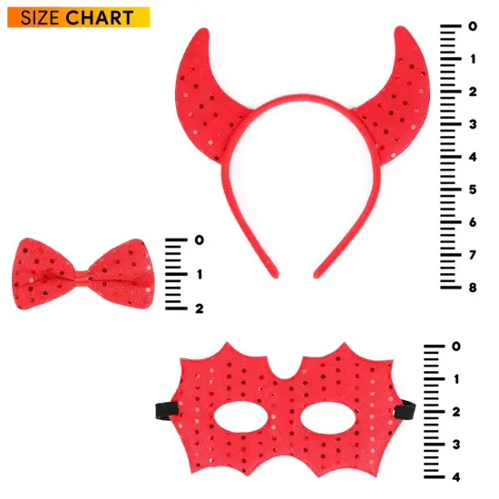 Devil Costume Accessory Set - Demon Costume Accessories Kit Includes Headband Horns, Mask and Bowtie {4}