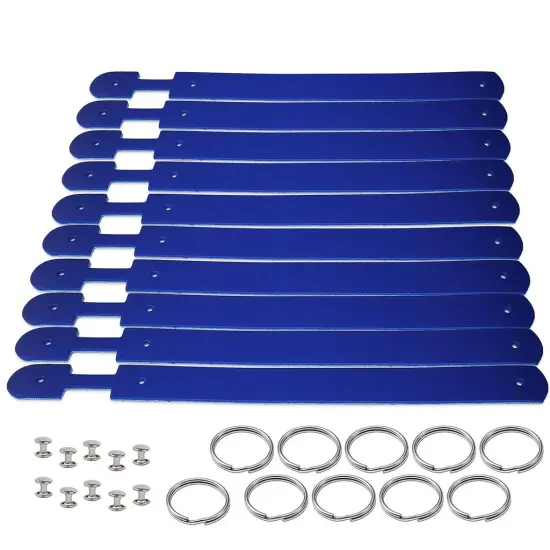 Blank Leather Keychains &ndash; DIY Engraving Kit, Pack of 10 (&frac34;" x 4.5") Royal Blue {1}