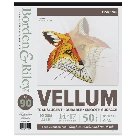 Borden & Riley #90 Vellum Tracing Paper Pad - 14" x 17", 50 Sheets {1}