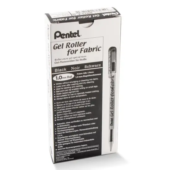 Pentel Arts Gel Roller For Fabric, (1.0mm) Bold Lines, Permanent, Black Ink {2}