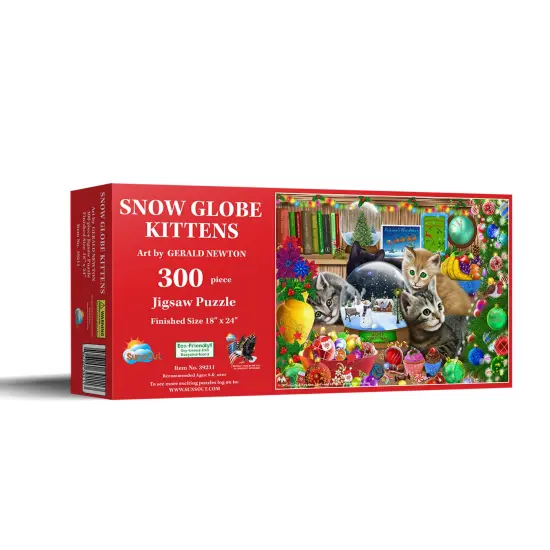 Sunsout Snow globe Kittens 300 pc Christmas Jigsaw Puzzle 39211 {2}