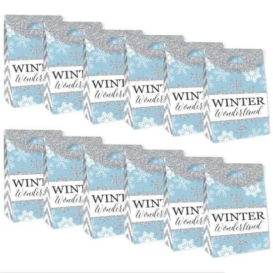 Big Dot of Happiness Winter Wonderland - Snowflake Holiday and Winter Wedding Gift Favor Bags - Party Goodie Boxes - Set of 12 {6}