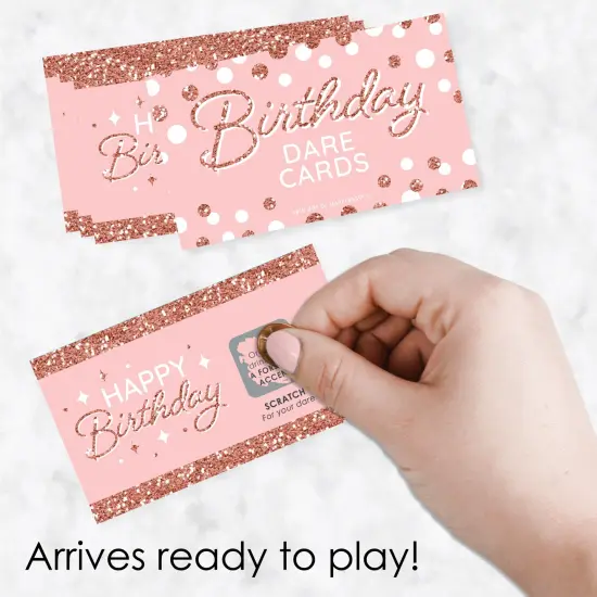 Big Dot of Happiness Pink Rose Gold Birthday - Happy Birthday Party Game Scratch Off Dare Cards - 22 Count {3}