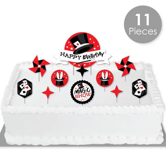 Big Dot of Happiness Ta-Da, Magic Show - Magical Birthday Party Cake Decorating Kit - Happy Birthday Cake Topper Set - 11 Pieces {3}
