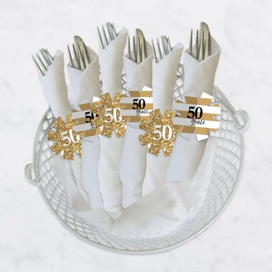 Big Dot of Happiness We Still Do - 50th Wedding Anniversary - Anniversary Party Paper Napkin Holder - Napkin Rings - Set of 24 {4}