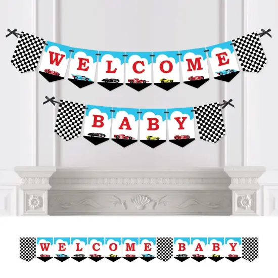Big Dot of Happiness Let's Go Racing - Racecar - Baby Shower Bunting Banner - Race Car Party Decorations - Welcome Baby {1}