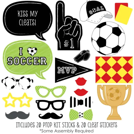 Big Dot of Happiness Goaaal - Soccer Photo Booth Props Kit - 20 Count {3}