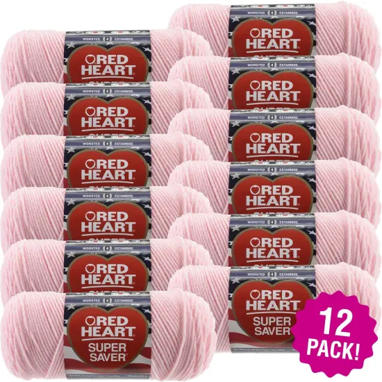 Multipack of 12 - Red Heart Super Saver Yarn-Baby Pink {1}