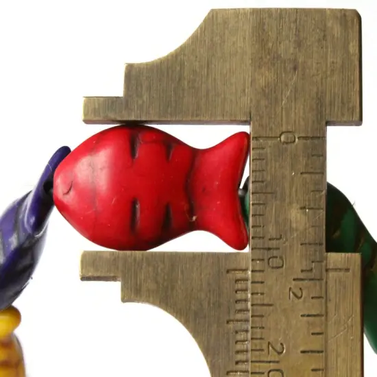 17 24mm Mixed Color Dyed Howlite Fish Beads Full Strand Gemstone Animal Beads bA1 {6}