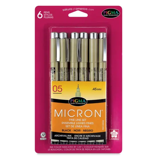 Sakura Pigma Micron Pens - Set of 6, Black, 05 {1}