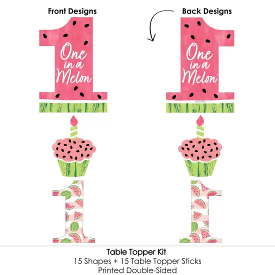 Big Dot of Happiness 1st Birthday One in a Melon - Fruit First Birthday Party Centerpiece Sticks - Table Toppers - Set of 15 {6}
