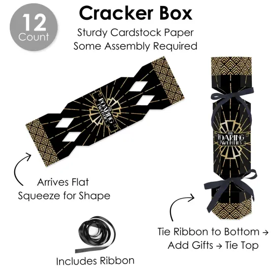 Big Dot of Happiness Roaring 20's - No Snap 1920s Art Deco Jazz Party Table Favors - DIY Cracker Boxes - Set of 12 {6}