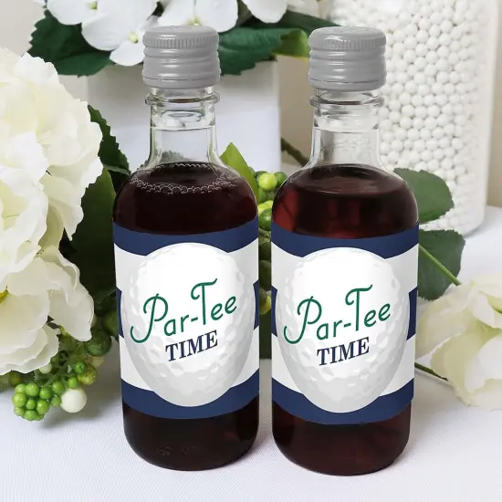 Big Dot of Happiness Par-Tee Time - Golf - Mini Wine and Champagne Bottle Label Stickers - Birthday or Retirement Party Favor Gift - Set of 16 {6}