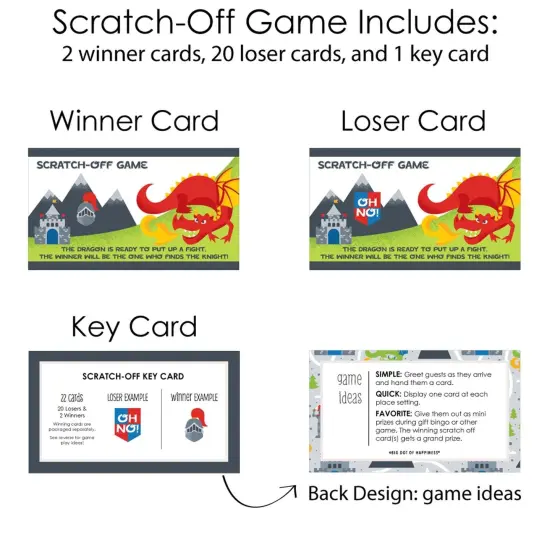Big Dot of Happiness Calling All Knights and Dragons - Medieval Party or Birthday Party Game Scratch Off Cards - 22 Count {6}