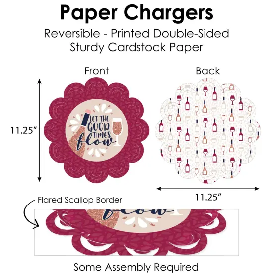 Big Dot of Happiness But First, Wine - Wine Tasting Party Paper Charger and Table Decorations - Chargerific Kit - Place Setting for 8 {6}