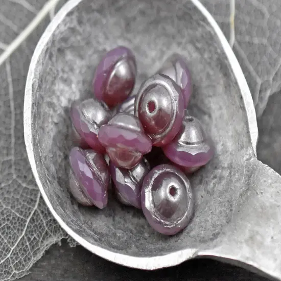 *10* 8x10mm Platinum Washed Pink Opaline Saturn Beads {5}