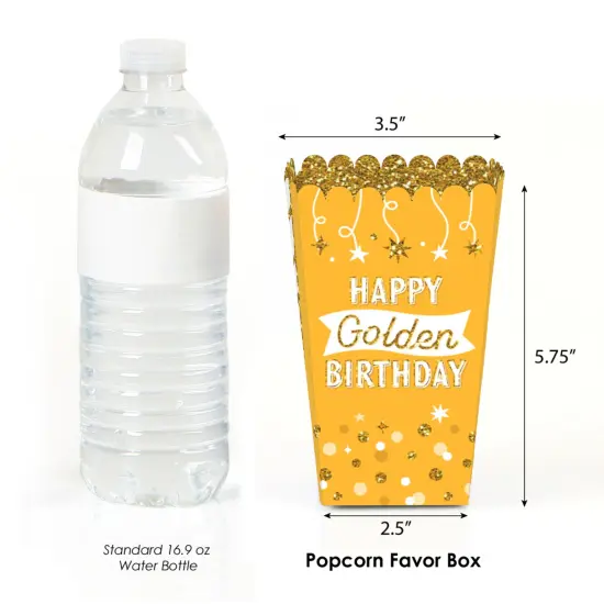 Big Dot of Happiness Golden Birthday - Happy Birthday Party Favor Popcorn Treat Boxes - Set of 12 {3}