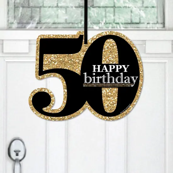 Big Dot of Happiness Adult 50th Birthday - Gold - Hanging Porch Birthday Party Outdoor Decorations - Front Door Decor - 1 Piece Sign {1}