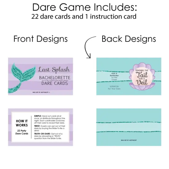 Big Dot of Happiness Trading The Tail for A Veil - Mermaid Bachelorette Party or Bridal Shower Game Scratch Off Dare Cards - 22 Count {6}