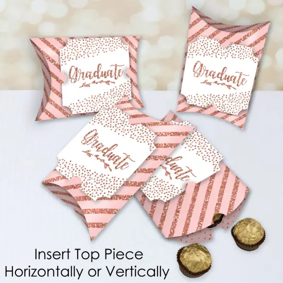 Big Dot of Happiness Rose Gold Grad - Favor Gift Boxes - Graduation Party Large Pillow Boxes - Set of 12 {4}