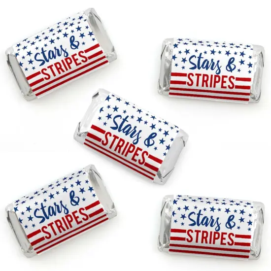 Big Dot of Happiness Stars and Stripes - Mini Candy Bar Wrapper Stickers - Memorial Day, 4th of July & Labor Day USA Patriotic Small Favors - 40 Count {1}
