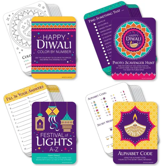 Big Dot of Happiness Happy Diwali - 4 Festival of Lights Party Games - 10 Cards Each - Gamerific Bundle {1}