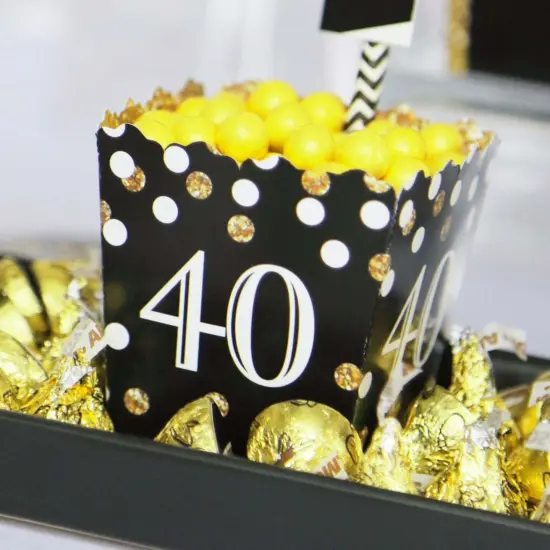 Big Dot of Happiness Adult 40th Birthday - Gold - Party Mini Favor Boxes - Birthday Party Treat Candy Boxes - Set of 12 {7}