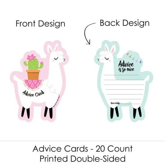 Big Dot of Happiness Whole Llama Fun - Wish Card Fiesta Baby, Bridal Shower or Bachelorette Party Activities - Shaped Advice Cards Game - Set of 20 {4}
