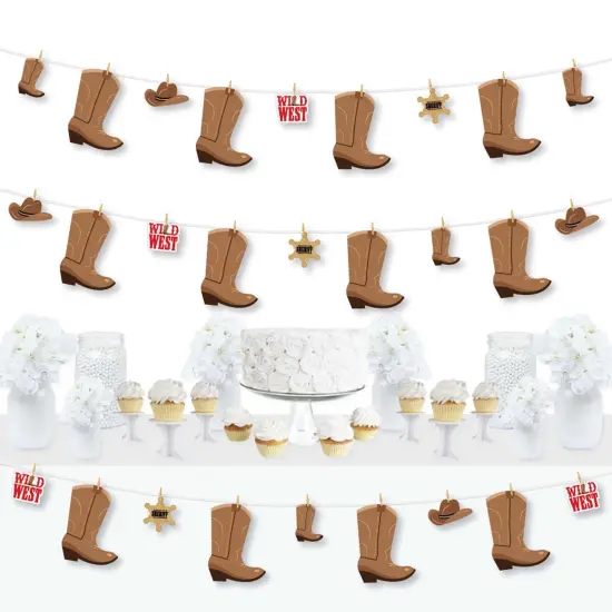 Big Dot of Happiness Western Hoedown - Wild West Cowboy Party DIY Decorations - Clothespin Garland Banner - 44 Pieces {1}