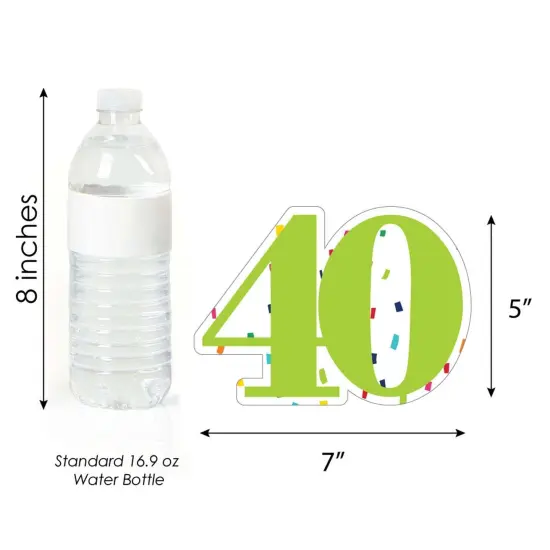 Big Dot of Happiness 40th Birthday - Cheerful Happy Birthday - Forty Shaped Decorations DIY Colorful Fortieth Birthday Party Essentials - Set of 20 {6}