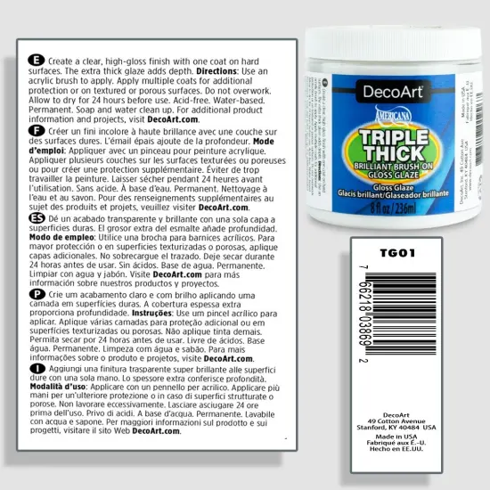 DecoArt Triple Thick Brilliant Brush-On Gloss Glaze-8oz Tub {2}