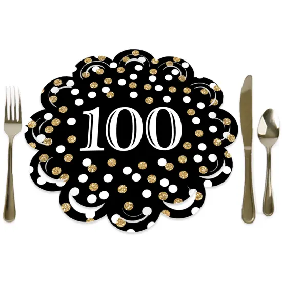 Big Dot of Happiness Adult 100th Birthday - Gold - Birthday Party Round Table Decorations - Paper Chargers - Place Setting For 12 {1}
