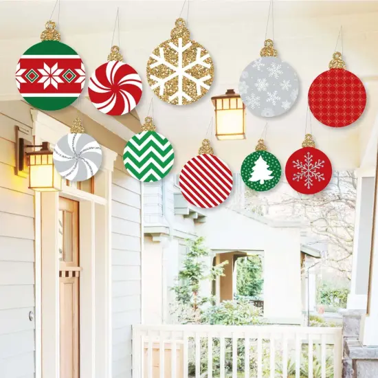 Big Dot of Happiness Hanging Ornaments - Outdoor Holiday and Christmas Hanging Porch & Tree Yard Decorations - 10 Pieces {1}