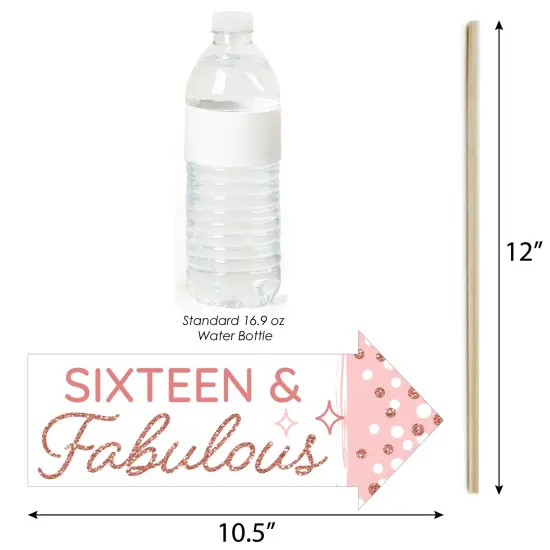 Big Dot of Happiness Funny 16th Pink Rose Gold Birthday - Happy Birthday Party Photo Booth Props Kit - 10 Piece {4}