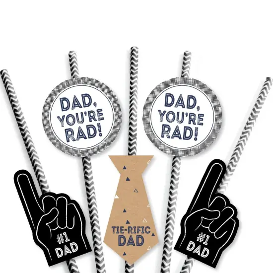 Big Dot of Happiness My Dad is Rad Paper Straw Decor - Father's Day Party Striped Decorative Straws - Set of 24 {7}