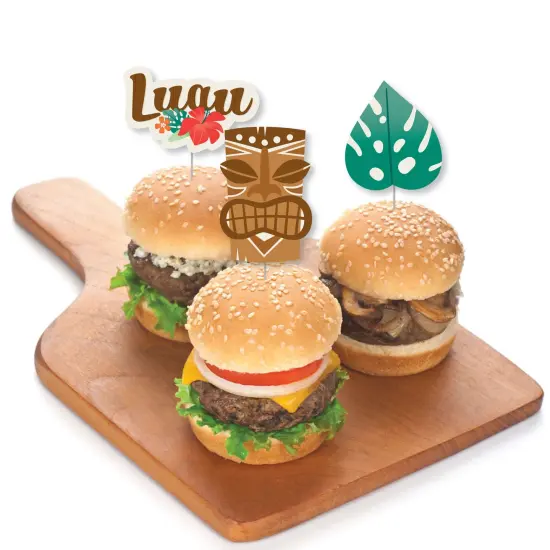 Big Dot of Happiness Tropical Luau - Dessert Cupcake Toppers - Hawaiian Beach Party Clear Treat Picks - Set of 24 {4}