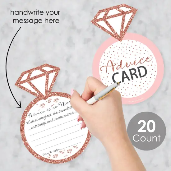 Big Dot of Happiness Bride Squad - Ring Wish Card Rose Gold Bridal Shower or Bachelorette Party Activities - Shaped Advice Cards Game - Set of 20 {3}